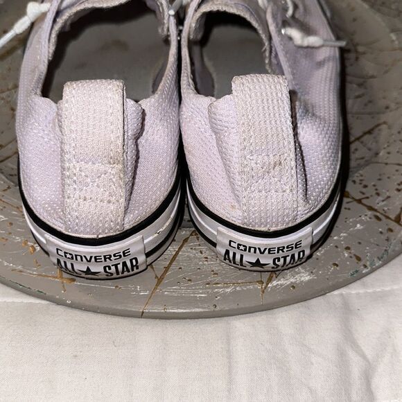 Converse 7 Women’s White Textured Canvas Slip On Lace up Skateboard Shoes Sneaks - Picture 5 of 12